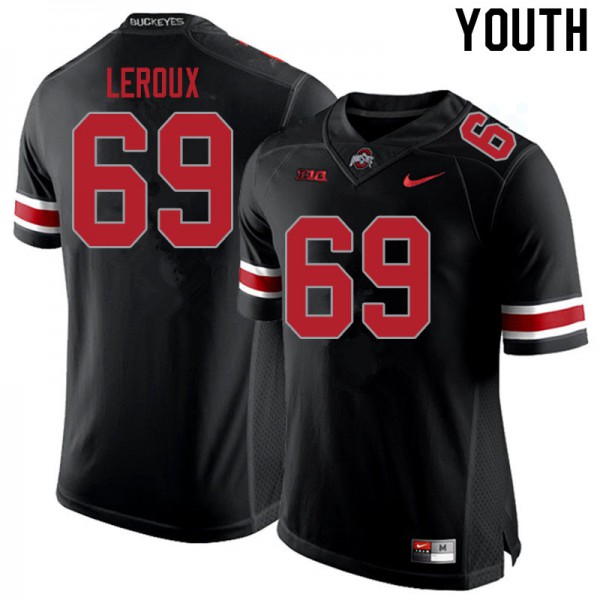 Ohio State Buckeyes #69 Trey Leroux Youth Official Jersey Blackout OSU31857